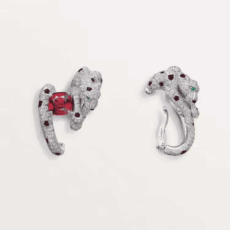 Panther earrings with rubies