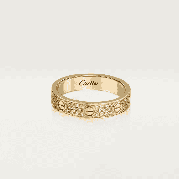 Round ring full diamond medium yellow gold