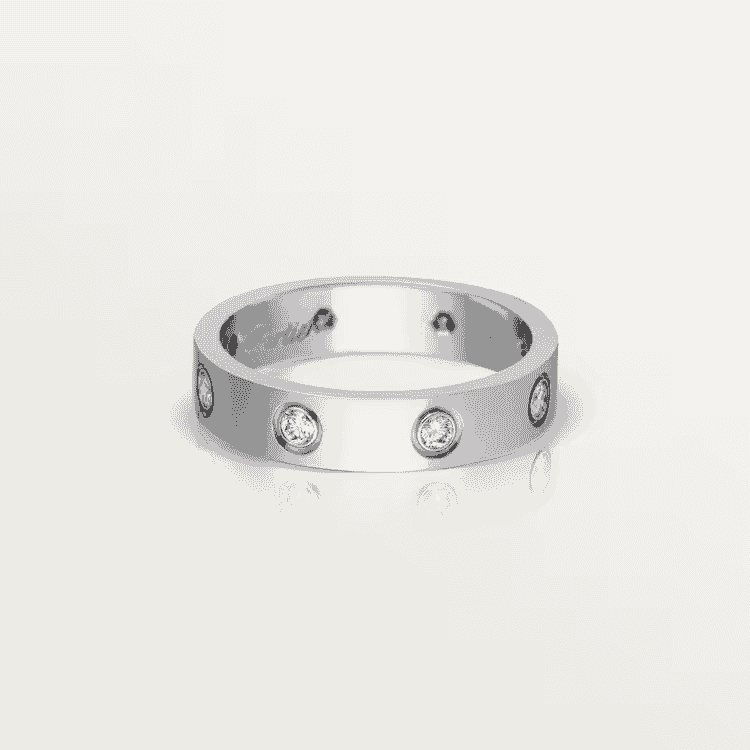 Round ring 8 diamonds white gold